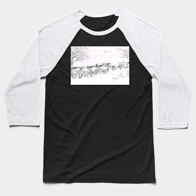 Tombstones Baseball T-Shirt by GrizzlyVisionStudio